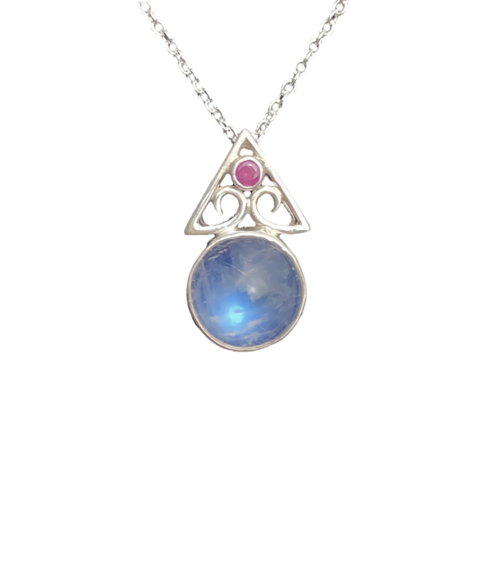 Clear moonstone pendant necklace