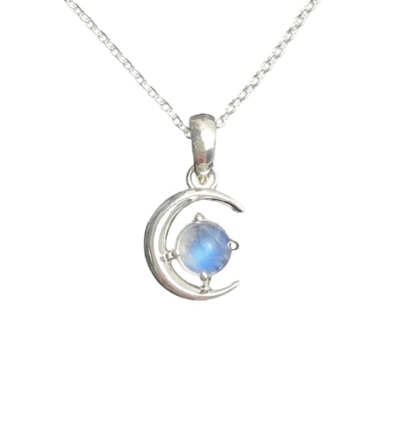 small crescent moonstone pendant necklace