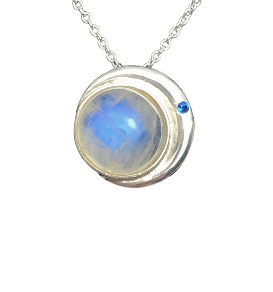 Round moonstone pendant necklace for women