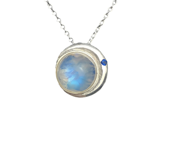 Round moonstone pendant necklace for women