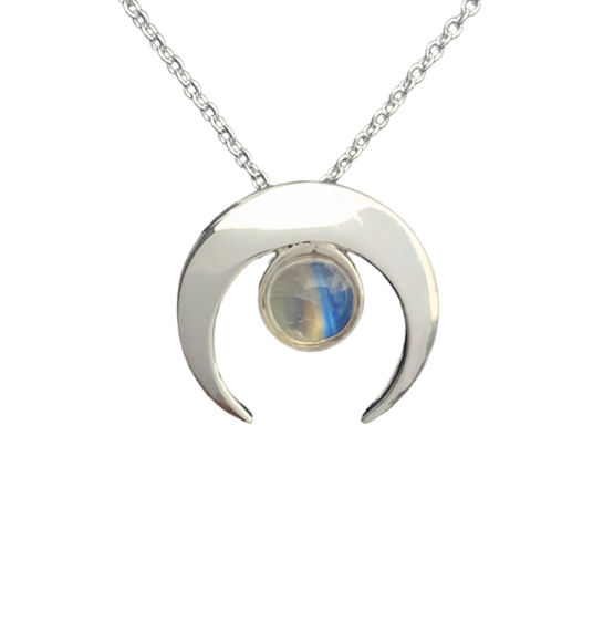 crescent moonstone pendant necklace