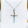 Aquamarine cross pendant necklace for girls