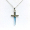 Aquamarine cross pendant necklace for girls