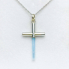 Aquamarine cross pendant necklace for girls