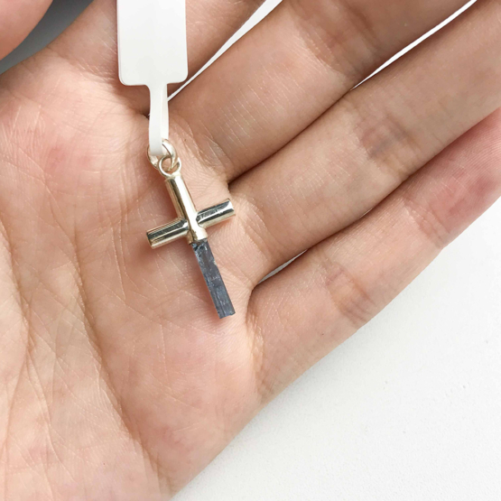 Aquamarine cross pendant necklace for girls
