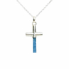 Aquamarine cross pendant necklace for girls