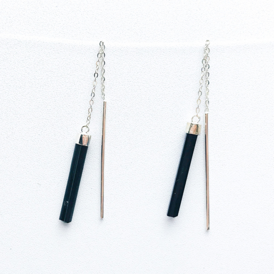 Black tourmaline earrings for girls black tourmaline dangle earrings raw black tourmaline earrings