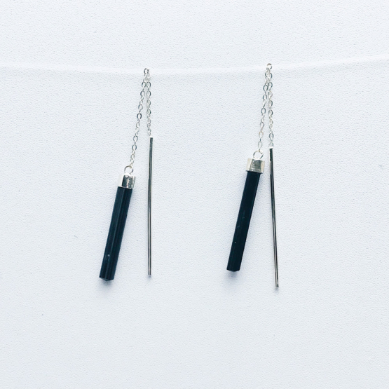 Black tourmaline earrings for girls black tourmaline dangle earrings raw black tourmaline earrings