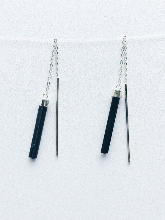 Black tourmaline earrings for girls black tourmaline dangle earrings raw black tourmaline earrings