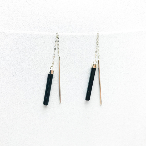 Black tourmaline earrings for girls black tourmaline dangle earrings raw black tourmaline earrings