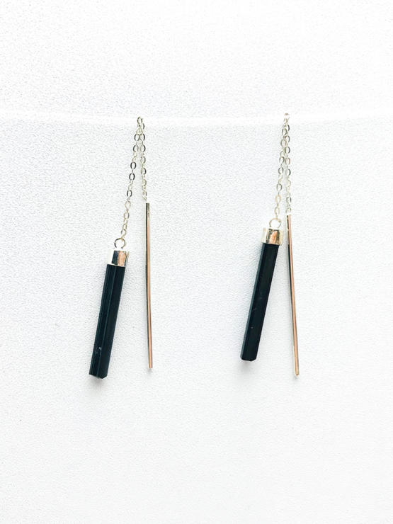 Black tourmaline earrings for girls black tourmaline dangle earrings raw black tourmaline earrings