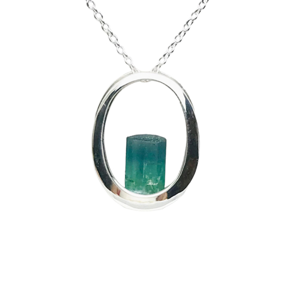 Oval indicolite tourmaline pendant