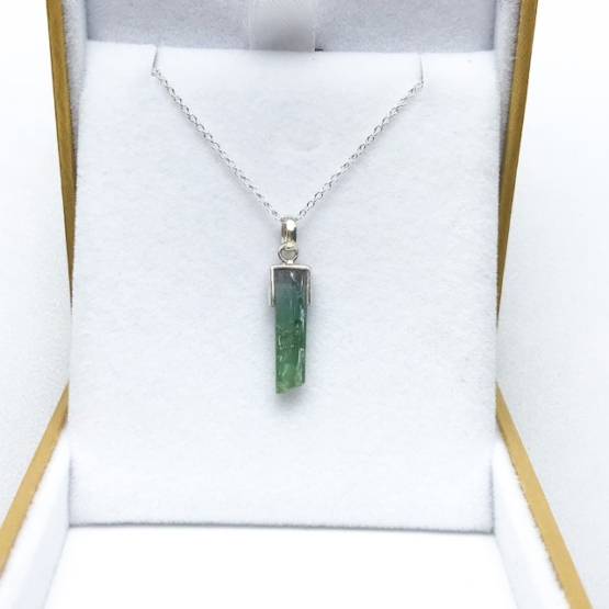 Raw green tourmaline pendant necklace for girls Green tourmaline crystal pendant necklace