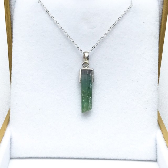 Raw green tourmaline pendant necklace for girls Green tourmaline crystal pendant necklace