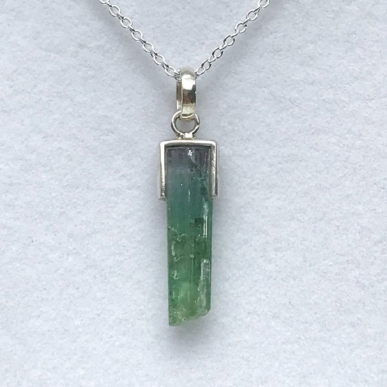Raw green tourmaline pendant necklace for girls Green tourmaline crystal pendant necklace