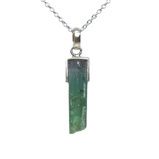 Raw green tourmaline pendant necklace for girls Green tourmaline crystal pendant necklace