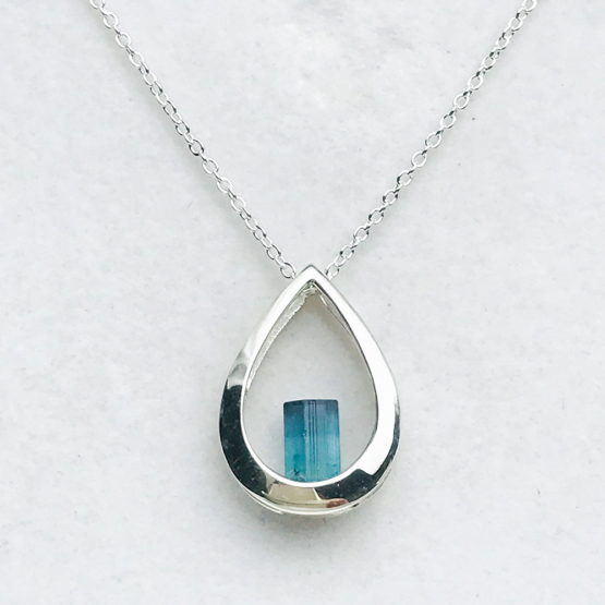 indicolite tourmaline crystal pendant