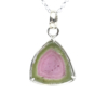 Watermelon tourmaline pendant necklace for girls raw watermelon tourmaline slice pendant