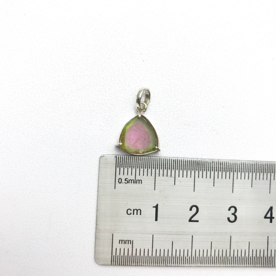 Watermelon tourmaline pendant necklace for girls raw watermelon tourmaline slice pendant