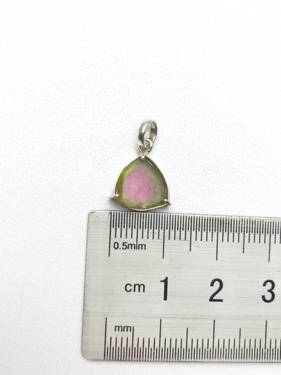 Watermelon tourmaline pendant necklace for girls raw watermelon tourmaline slice pendant