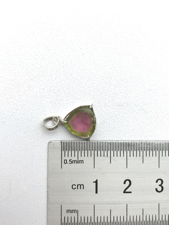 Watermelon tourmaline pendant necklace for girls raw watermelon tourmaline slice pendant