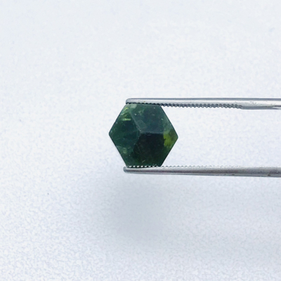 Hexagonal structure of green tourmaline crystal from Vietnam