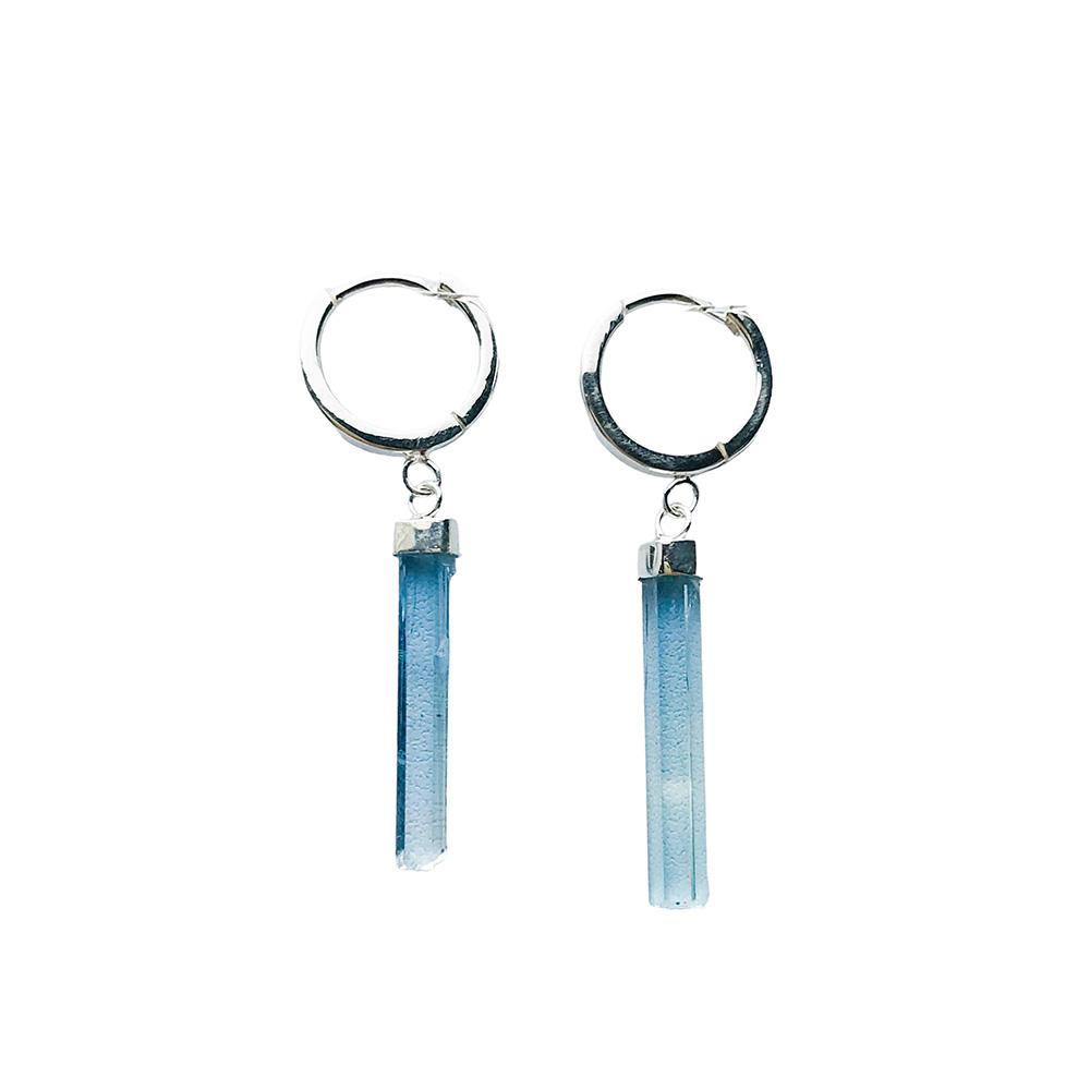 Aquamarine crystal dangle earrings for girls Aquamarine drop earrings for girls