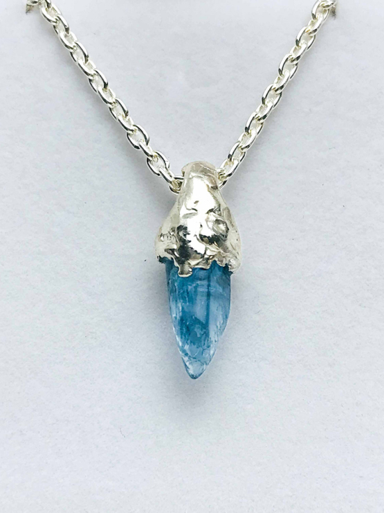 Aquamarine crystal pendant for man