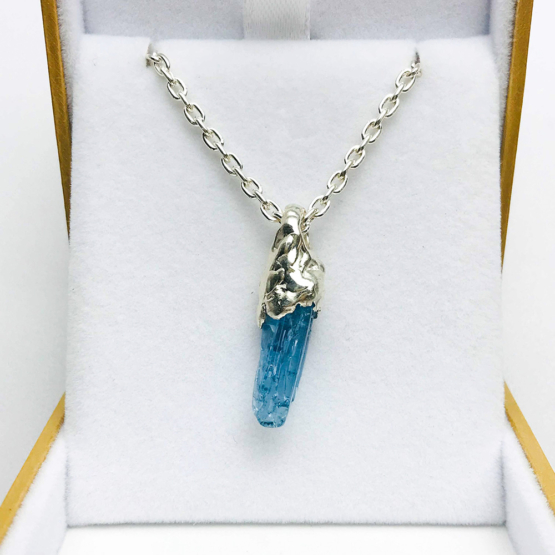 raw aquamarine pendant for men