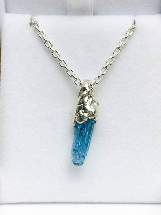 raw aquamarine pendant for men