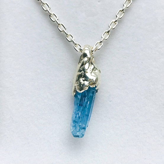 raw aquamarine pendant for men