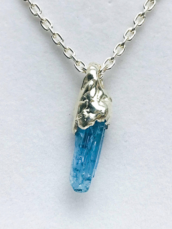 raw aquamarine pendant for men