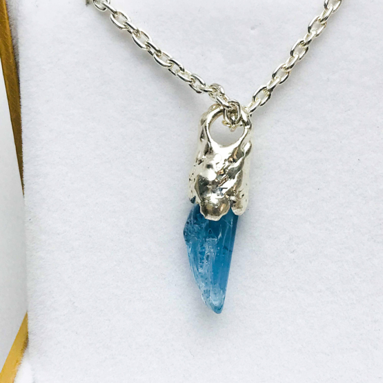 raw aquamarine pendant for men