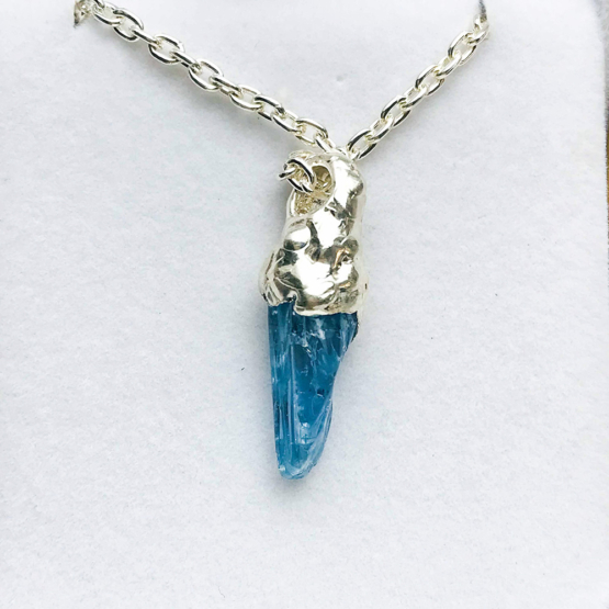 raw aquamarine pendant for men