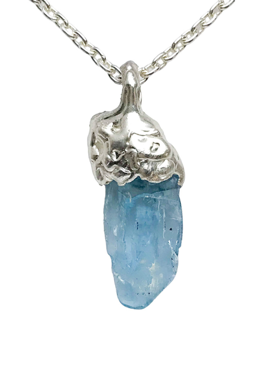 raw aquamarine pendant for men