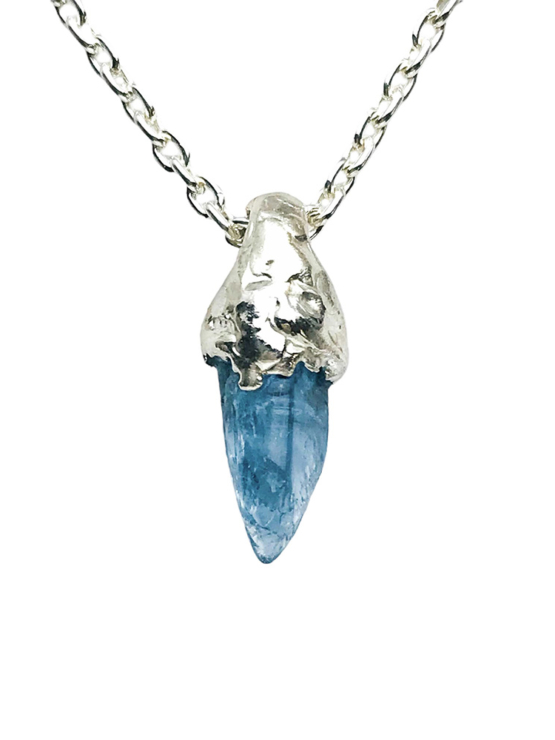 raw aquamarine pendant for men