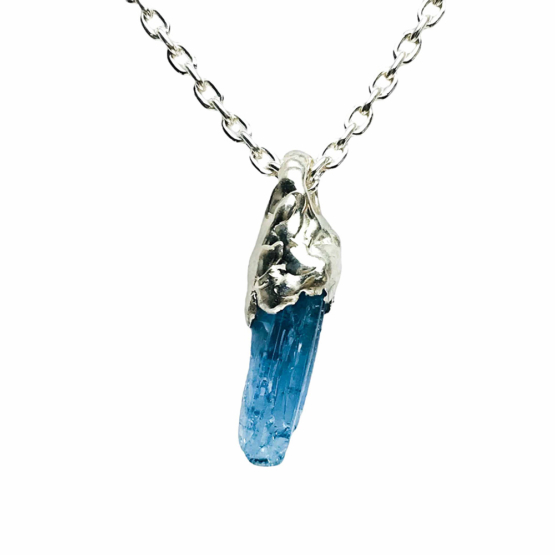 raw aquamarine pendant for men