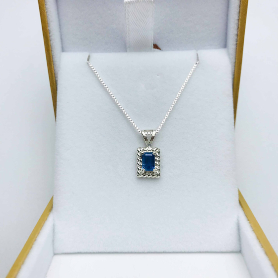 Faceted blue kyanite pendant for girls -rectangle blue kyanite pendant -kyanite necklace