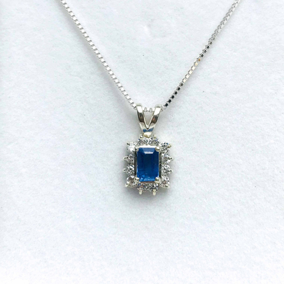 Faceted blue kyanite pendant for girls -rectangle blue kyanite pendant -kyanite necklace