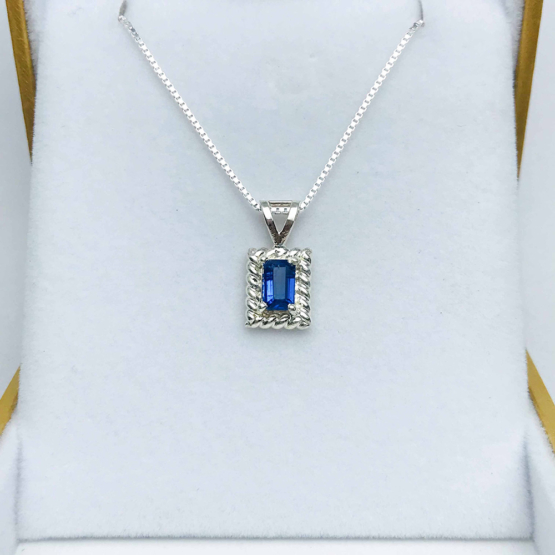 Faceted blue kyanite pendant for girls -rectangle blue kyanite pendant -kyanite necklace