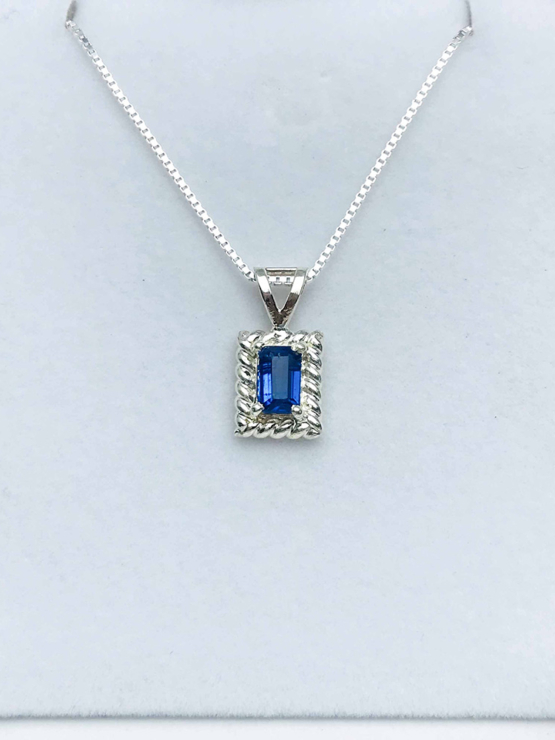 Faceted blue kyanite pendant for girls -rectangle blue kyanite pendant -kyanite necklace