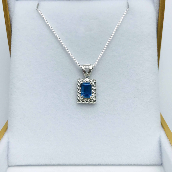 Faceted blue kyanite pendant for girls -rectangle blue kyanite pendant -kyanite necklace