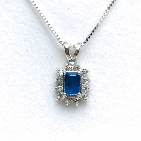 Faceted blue kyanite pendant for girls -rectangle blue kyanite pendant -kyanite necklace