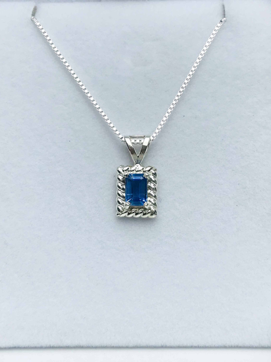 Faceted blue kyanite pendant for girls -rectangle blue kyanite pendant -kyanite necklace