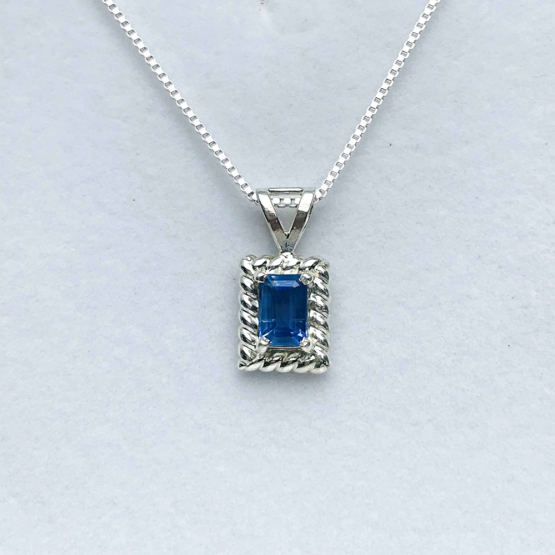 Faceted blue kyanite pendant for girls -rectangle blue kyanite pendant -kyanite necklace