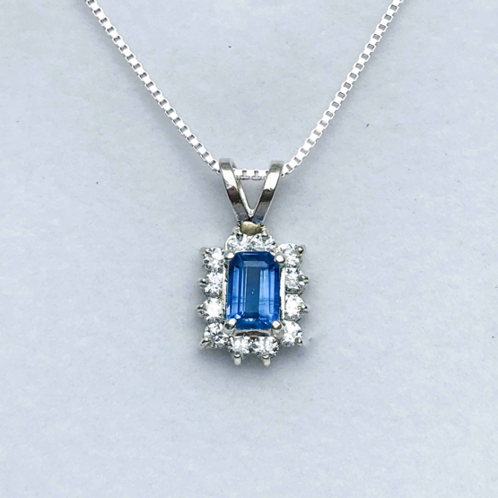 Faceted blue kyanite pendant for girls -rectangle blue kyanite pendant -kyanite necklace