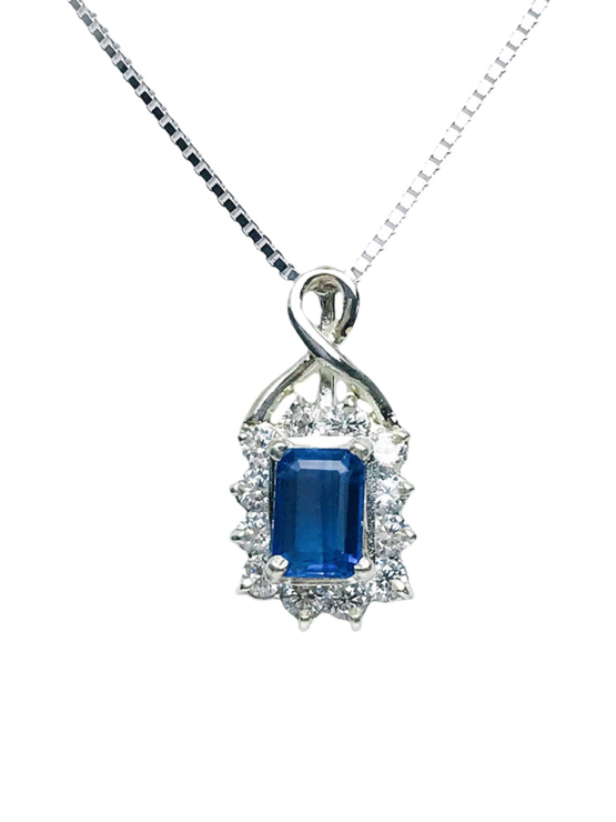 Faceted blue kyanite pendant for girls -rectangle blue kyanite pendant -kyanite necklace