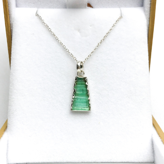 Raw emerald pendant necklace for girls