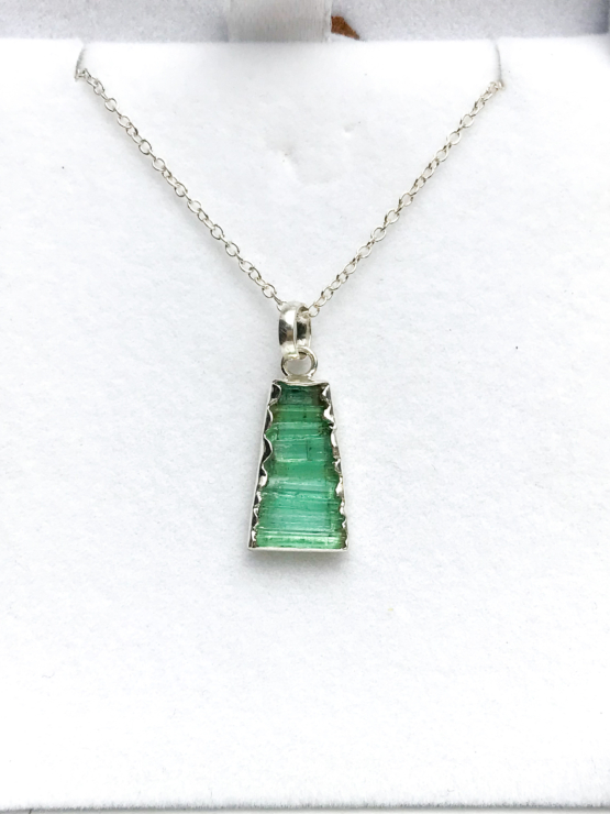 Raw emerald pendant necklace for girls