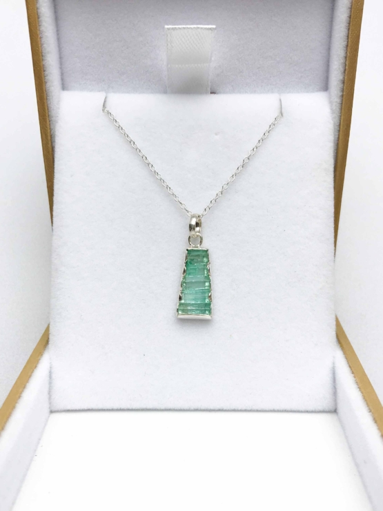 Raw emerald pendant necklace for girls  emerald pendant  emerald crystal pendant